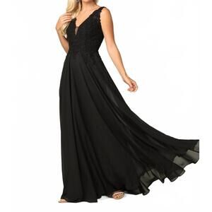 NEW EVA long sleeveless formal evening elegant dress in black
